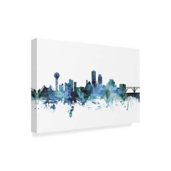 Trademark Fine Art -Michael Tompsett 'Knoxville Tennessee Blue Teal Skyline' Canvas Art
