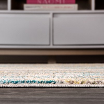 Contemporary Blue and Brown Abstract Rectangular Area Rug