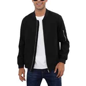 Men's Bomber Jackets Faux Suede Lightweight Flight Jacket Zip Up Active Coat - 1 of 4