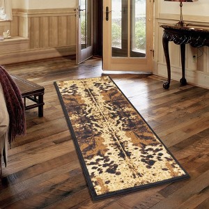 Okak Luxurious Cowhide Design Area Rug Living Room,Bedroom,Tribes Black Rug Made in Turkey - 1 of 4