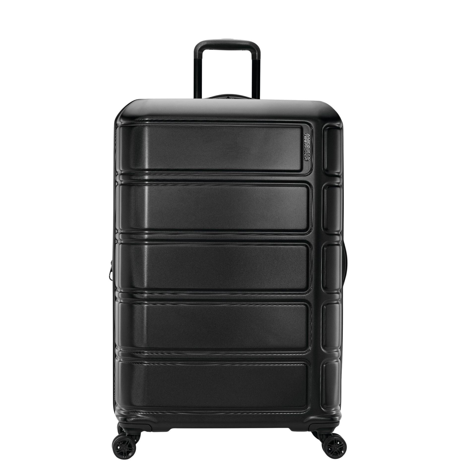 American Tourister Vital Hardside Large Checked Spinner Suitcase - Blackout: Retractable Handle, 4 Wheels