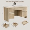 Brafabhome 57" Rattan 5-Drawer Executive Desk with Power Outlets, Modern Writing Desk Wooden Computer Desk with File Drawers for Home Office Bedroom - 3 of 4
