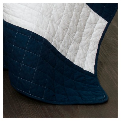 Twin White and Navy Cotton Quilt Set with Sham