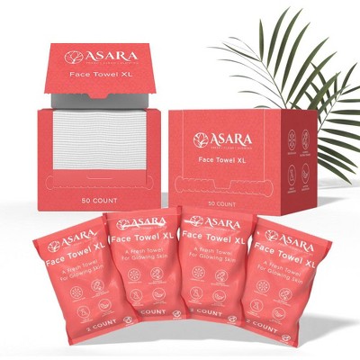 Asara Disposable Face Towel XL Facial Wipes Makeup Remover - Organic Vegan Biodegradable Face Towels