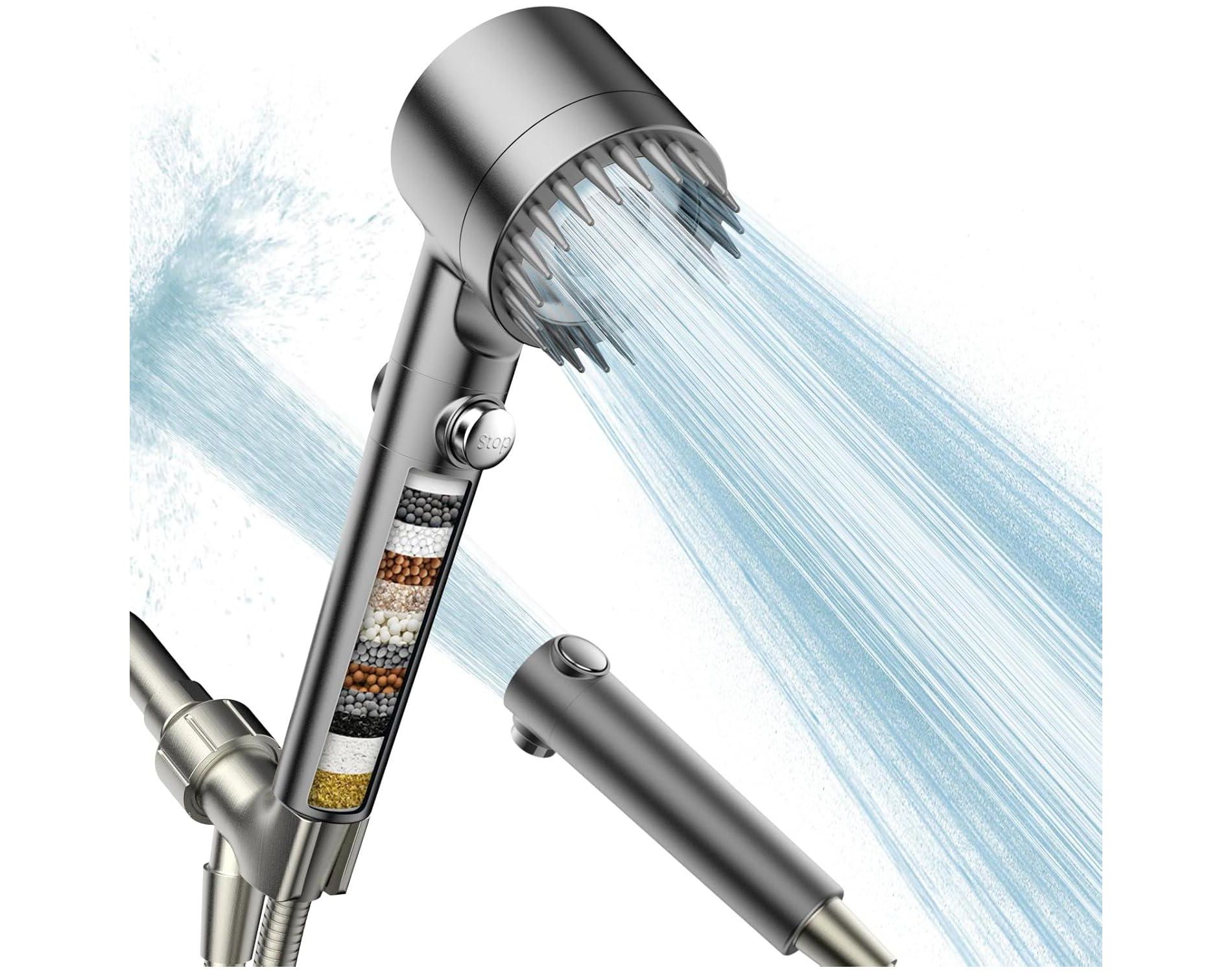 Attop Filtered Shower Head with Handheld, High Pressure Water Flow and Multiple Spray Modes Shower Head with Filter Showerhead with ON/OFF Switch