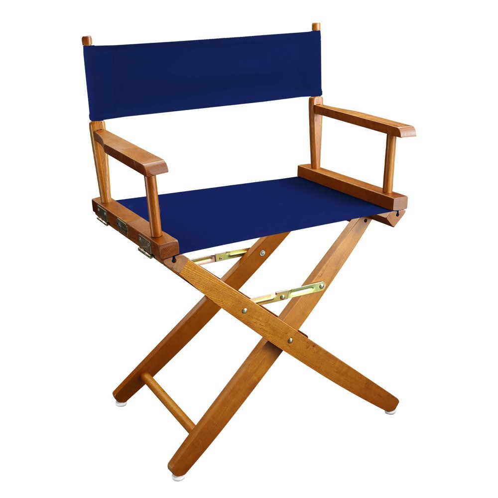 Photos - Chair 18" Extra Wide Directors  Mission Oak Frame Royal Blue - Flora Home