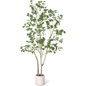 Ultra-Realistic Artificial Eucalyptus Tree - Bendable Stems, Weighted Base for Indoor/Outdoor - 1 of 4