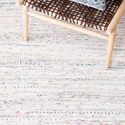 Ivory and Multi Cotton Flat Woven 6' x 6' Square Rug