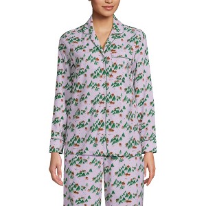 Lands' End Women's Long Sleeve Print Flannel Pajama Top - 1 of 3