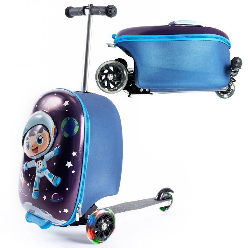 Kiddietotes Kids' Hardside Carry On Suitcase Scooter, 3 of 10