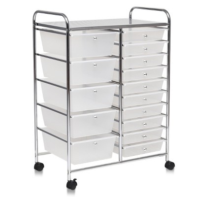 Tangkula Rolling 15-Drawer Organizer Cart,Rolling cart/W Wheels
