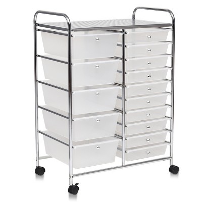 Tangkula 15-drawer Rolling Trolley Mobile Storage Cart Tools Scrapbook  Paper Organizer : Target