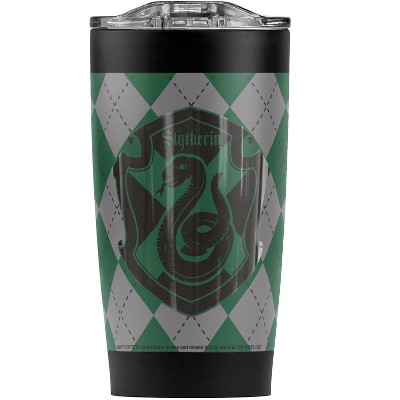 Harry Potter Slytherin Plaid Crest Steel Tumbler 20oz Coffee Travel Mug