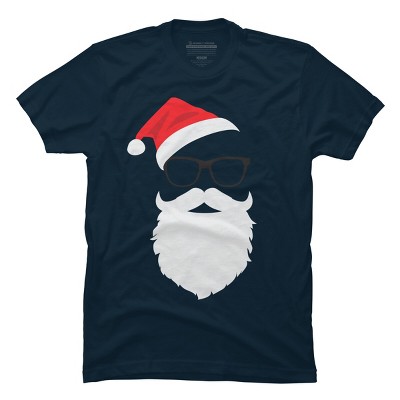 Men's Design By Humans Hipster Santa Face with Hat beard & Glasses Christmas By TronicTees T-Shirt
