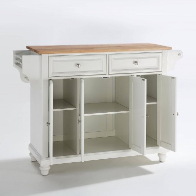 Cambridge Classic White and Natural Wood Full-Size Kitchen Island