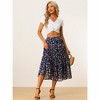 INSPIRE CHIC Women's Floral Elastic Waist Tiered Ruffle Boho Midi Skirts - 2 of 4