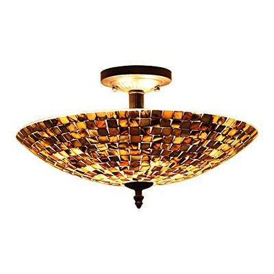 Chloe Lighting Crown Mosaic-Style 2 Light Semi-Flush Ceiling Fixture 16" Wide