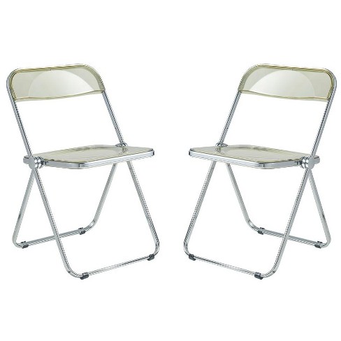 Leisuremod Lawrence Modern Acrylic Folding Chair With Metal Frame Set ...