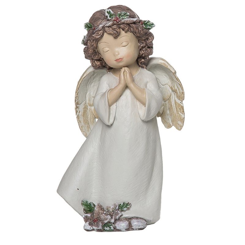 Transpac Resin 7.68 in. Green Christmas Kid Angel Figurine, 1 of 2