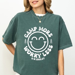 Simply Sage Market S.W.Smiley Camp More Worry Less Smiley Face Garment Dyed Tee - 1 of 4