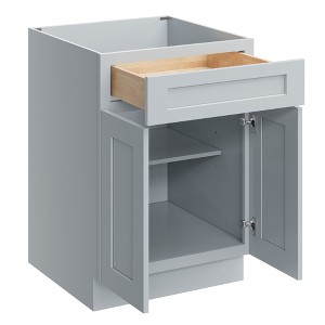 CASAINC 24 in. W x 34.5 in. H x 24 in. D Base Kitchen Cabinet with Drawer and Double Doors – Plywood Frame, Full Overlay, Soft-Close, RTA - 1 of 4