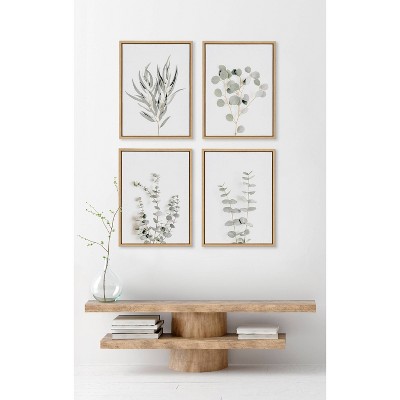 Set of 2 Neutral Botanical Canvas Prints with Natural Frames