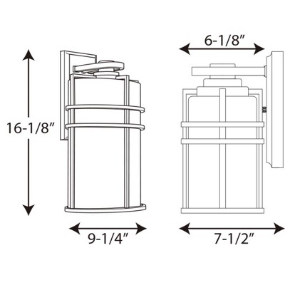 Progress Lighting Format 1-Light Outdoor Wall Lantern, Black, Etched Glass Shade