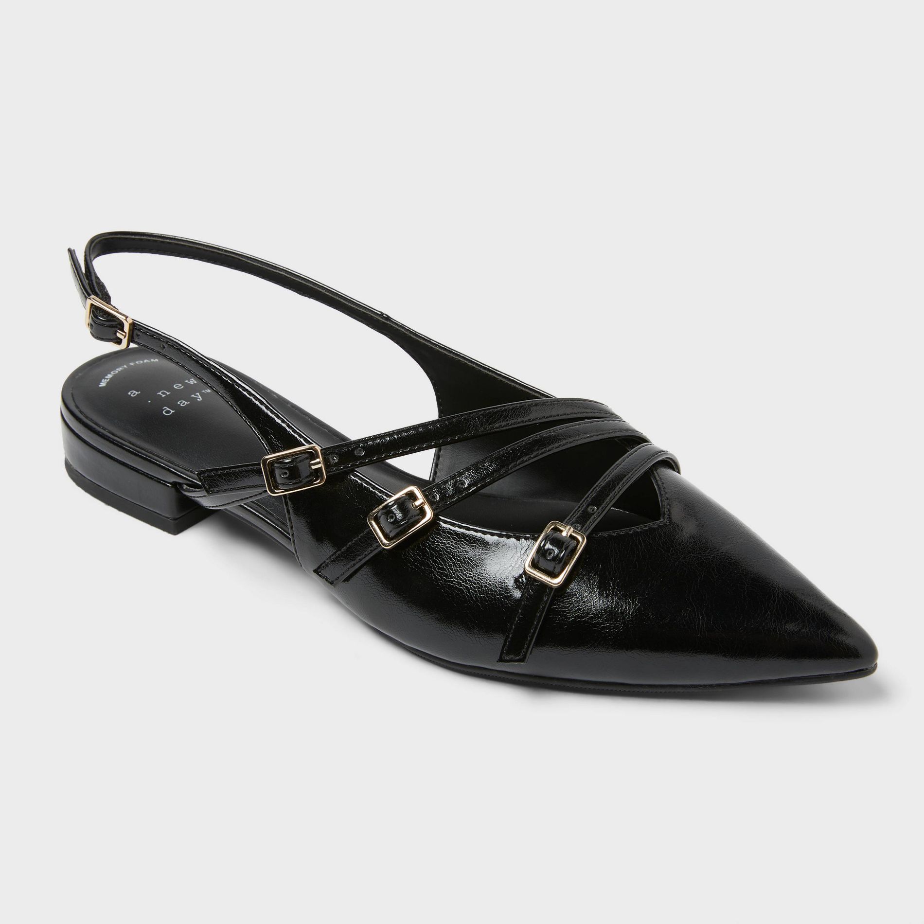 Women's Twiggy Multi Buckle Mini Heel Flats with Memory Foam Insole - A New Day™