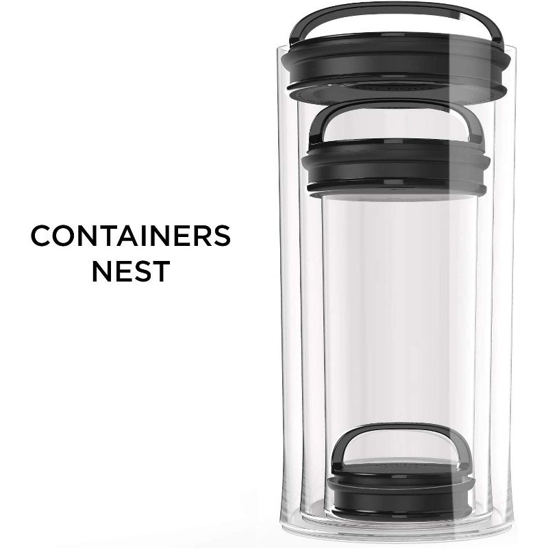 Prepara PREMIUM Airtight Storage Container for Coffee Beans, Tea and Dry Goods, Glass and Stainless, Black Handle, Mini, 4 of 6