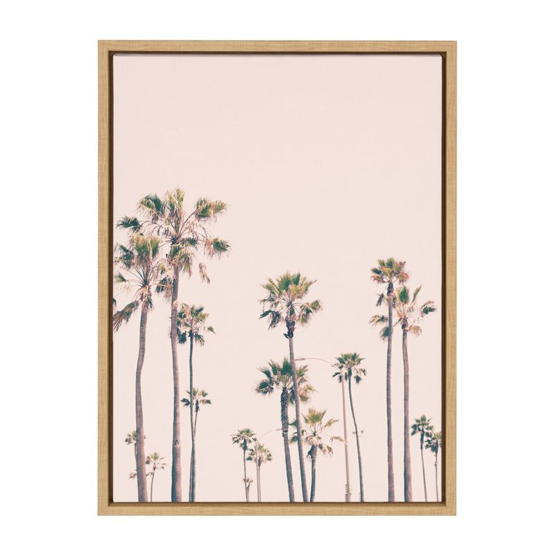 Kate & Laurel All Things Decor Sylvie Pink Palm Tree Paradise Framed Wall Art by Caroline Mint Natural Pastel Tropical Wall Art, 1 of 7