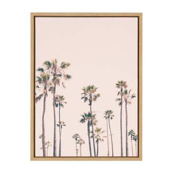 Kate & Laurel All Things Decor Sylvie Pink Palm Tree Paradise Framed Wall Art by Caroline Mint Natural Pastel Tropical Wall Art