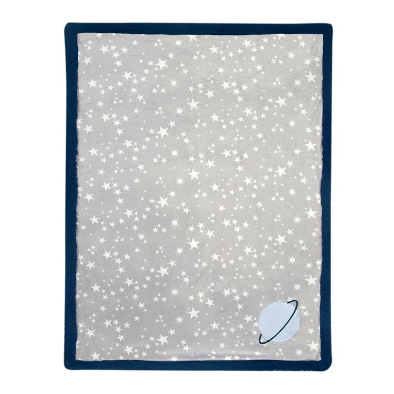 Lambs & Ivy Milky Way Baby Blanket - Blue, Gray, Modern, Celestial, 3 of 5