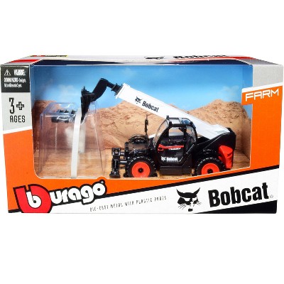 Bobcat T40.180SLP Telescopic Handler with Pallet Fork Black and White Diecast Model by Bburago