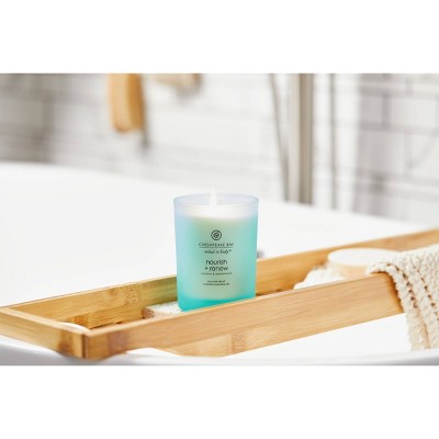 Light Blue Frosted Glass Soy Jar Candle with Wood Lid