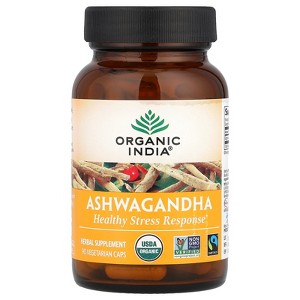 Organic India Ashwagandha, 90 Vegetarian Caps (400 mg per Capsule) - 1 of 4