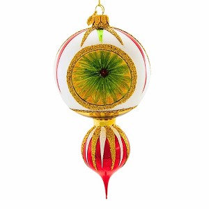 Huras Family 9.0 Inch Winter Garden Christmas Tree Ornament , Christmas Decor Classic Merry & Bright Reflector Drop (1PC) - 1 of 4