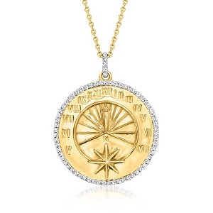 Ross-Simons 0.35 ct. t.w. Diamond Sundial Pendant Necklace in 18kt Gold Over Sterling - 1 of 4