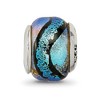 Black Bow Jewelry Blue Colored Dichroic Glass Sterling Silver Bead Charm - 3 of 4