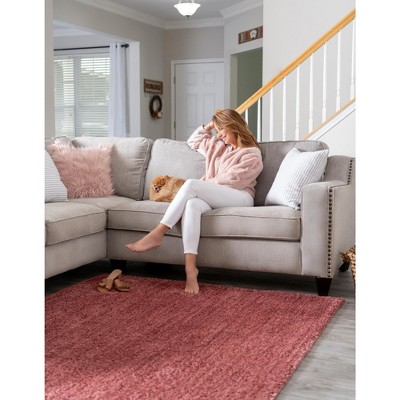 4' x 6' Pomegranate Red Synthetic Shag Rug