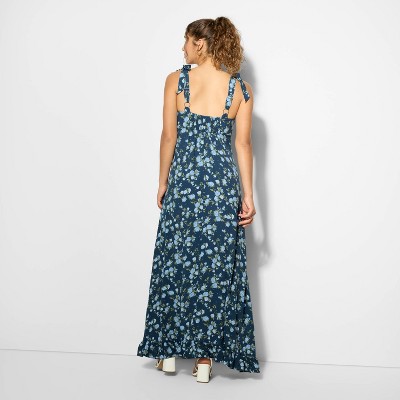 Women's Cascade Maxi High Low Dress - Wild Fable Navy Blue Floral | eBay