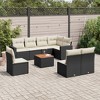 vidaXL 9 Piece Patio Sofa Set with Cushions Poly Rattan - Black and Cream - 2 of 4