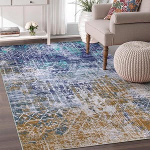 Lahome Short Velvet Abstract Motif Soft Rug for Living Room, Bedroom, or Entryway - 1 of 4