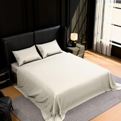 INFURNIC Bedding Sets Premium Brushed Microfiber Full Bed Sheets Soft Fade and Shrinkage Resistant Easy Care 4 Piece Set, White, 12.00"*10.00"*3.00"