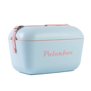 Polarbox Retro Vintage Design 15 Cans/13qt Portable Hard-Sided Cooler - Sky blue/Baby Rose - 1 of 2