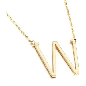 Large Sideways Initial Pendant Necklace 18K Gold Plated Stainless Steel - 1 of 4