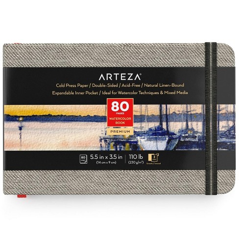 Arteza Hardcover Watercolor Paper Pad, Heavyweight Cold-pressed Paper,  3.5×5.5, 80 Pages : Target