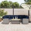 vidaXL Gray Patio Sofa - Poly Rattan Outdoor Furniture, L-Shaped Garden Seating with Cushions, Gray/Navy Blue, Modular Design - 3 of 4