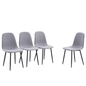 TiramisuBest Set of 4 Grey+Black Spoon Dining Chairs, Fabric Back with Metal Frame for Dining Room, Kitchen, or Cafe - 1 of 4
