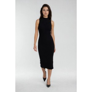 Forever 21 WGA Sleeveless Bodycon Sweater Dress With Mockneck And Side  Slit, Color-Black, Size-S
