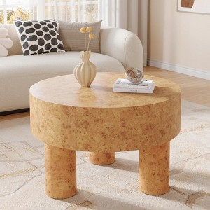 Lantine 31.5-Inch Round Coffee Table for Living Room, Modern Circle Center Cocktail Tea Table with Burl Texture & Sturdy Legs, for Home Apartment - 1 of 4